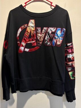 Disney Black Avengers Patchwork Crewneck Sweater XL